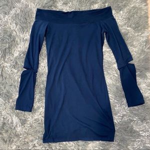Navy Blue Off-The-Shoulder Dress